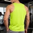 thumbnail image 6 of Men's U-Neck Tank Top for Fitness and Bodybuilding, Solid Color Blank Sleeveless Vest for Summer Training, Workout Base Layer Gym T-Shirt Fluorescent Green 3XL, 6 of 8