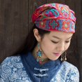 thumbnail image 2 of Chapeaux Turban Ethniques Style Mexicain Broderie Fleurs Mode Vintage Respirant pour Femmes Rouge, 2 of 6
