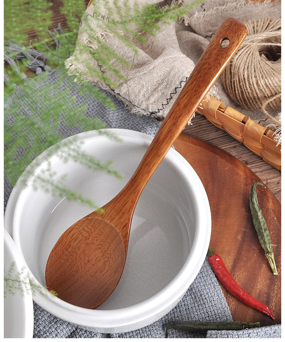 Long Wooden Cooking Rice Spatula Scoop Non-stick Wok Shovel Kitchen Utensil Tool