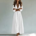 thumbnail image 7 of QUNYINEY Cotton Womens Plus Size Dresses Summer Puff Short Sleeve Long White A Line Dress V Neck Casual Slim Fit Button Flowy Dresses, 7 of 7
