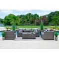 thumbnail image 2 of Sorrento 4-Piece XL Resin Wicker Outdoor Patio Furniture Conversation Sofa Set in Gray w/ Three-seat Sofa, Loveseat Sofa, and Coffee Table (Flat-Weave Gray Wicker, Polyester Light Gray), 2 of 6