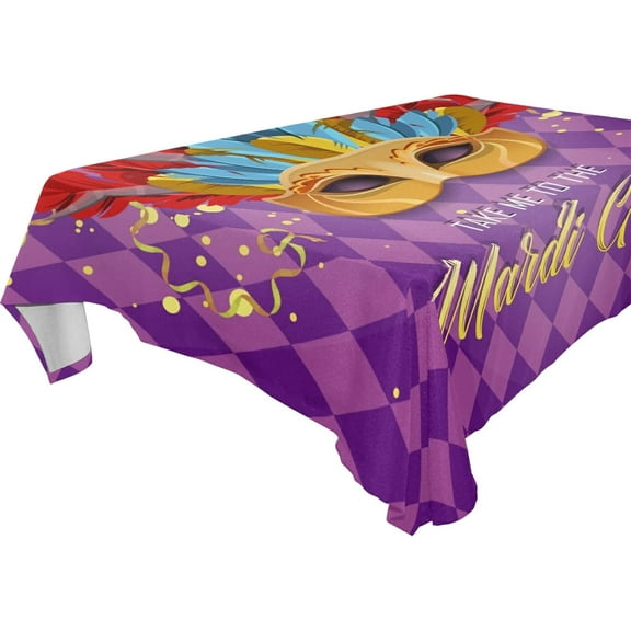 SKYSONIC Mardi Gras Tablecloth Waterproof Washable Polyester Square Table Cover Durable Tablecloth for Kitchen Dining Table Party Decor (54 X 54 Inch)