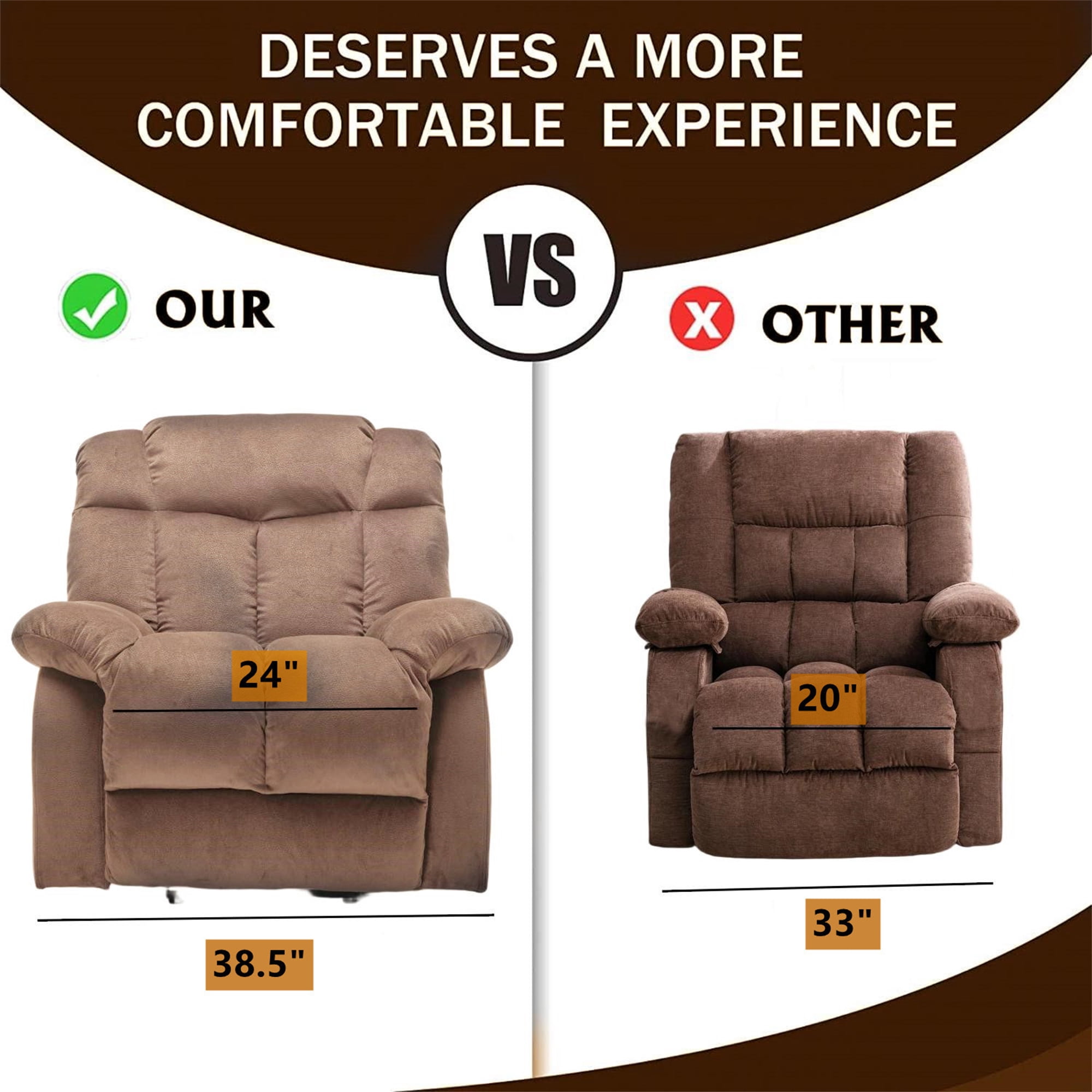 Aukfa Power Lift Recliner Chair Deep Seat Recliners with Infinite Position for Elderly Living Room, Light Camel