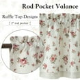 thumbnail image 4 of NICETOWN Valance Curtains for Windows, Double Layer Floral Linen Kitchen Curtains, Rod Pocket Farmhouse Rose Pattern Semi Sheer Light Filtering Linen Cafe Curtains, Red, 52"x18", 1 Panel, 4 of 7