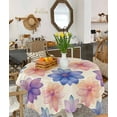 thumbnail image 4 of Blue Purple Flower Square/Round Tablecloths 60x60,Botanical Blossom Floral Watercolor Table Cloth Table Cover Indoor/Outdoor Tabletop Decor for Wedding Holiday Party Dinner Baby Shower, 4 of 7