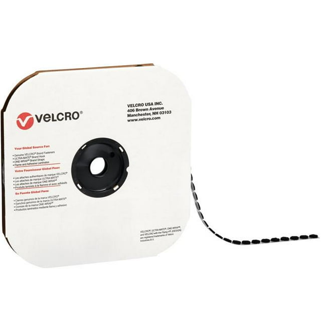 Box Partners VEL171 0.625 in. Loop Black Cloth Hook & Eye Brand Tape Individual Dots
