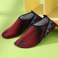 thumbnail image 1 of JUNWELL Chaussures de Natation pour Femmes à Rayures Rouges, Séchage Rapide, Pieds Nus, Entraînement Physique, Studio, Yoga, Chaussures de Natation, Chaussures d'Eau, Chaussures Minimalistes à Enfiler, Chaussettes de Chaussures d'Eau, 1 of 1