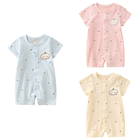 SROBPTY Newborn Boys Girls Print Short Sleeve Romper for 0-24M Summer Yellow, 73