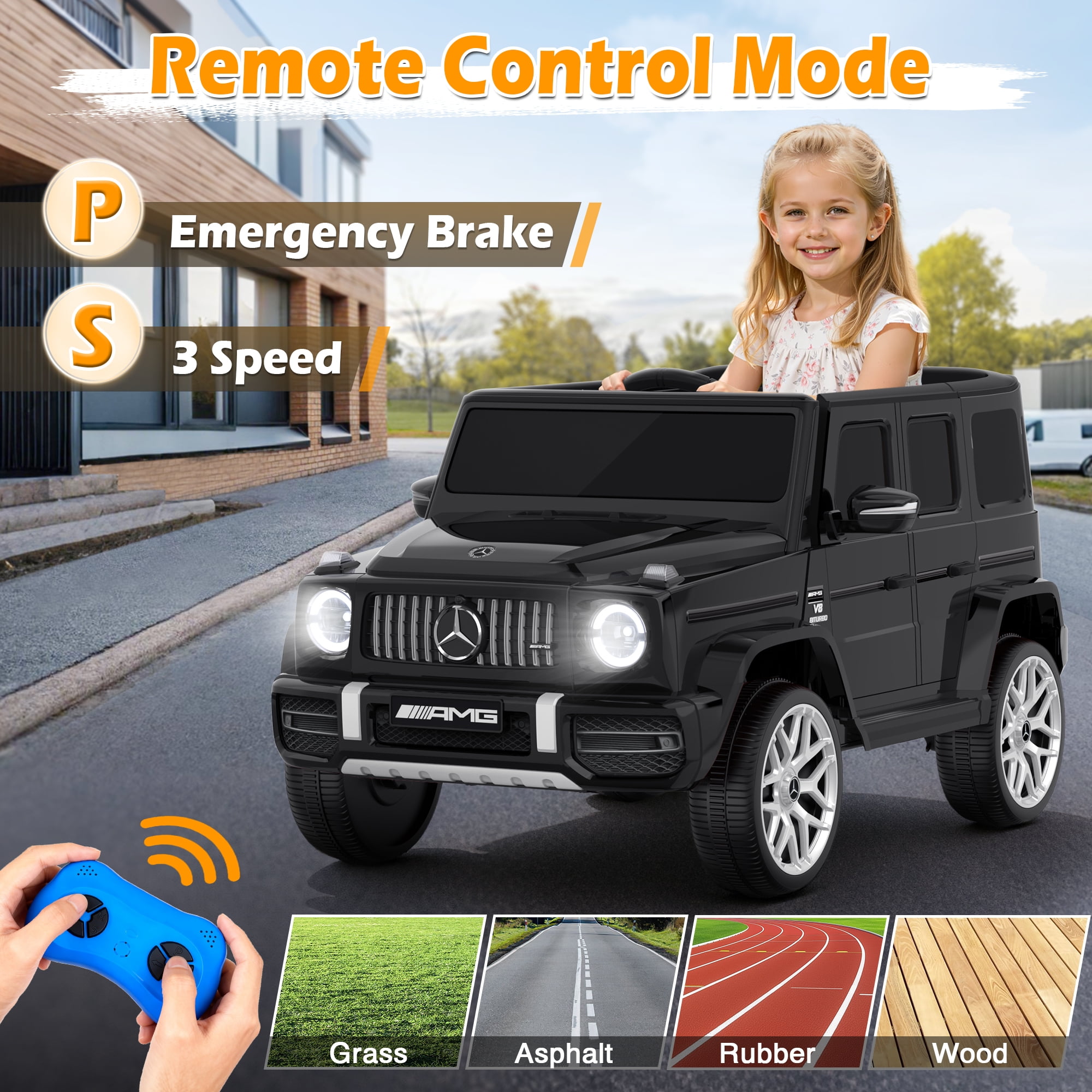 East doll 12V G63 Ride on Toys for Toddlers 2-5Y, Kid Electric Ride on Car, G Wagon Mercedes-Benz Truck, Remote Control, Lights, Music, Black