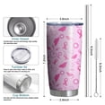 thumbnail image 6 of 20oz Tumblers Pink Breast Cancer Awareness Pattern Stainless Steel Vacuum Insulated Double Wall Travel Tumbler Cups Mug with Lid and Straw,Cleaning Brush for Cold & Hot Drinks, 6 of 7