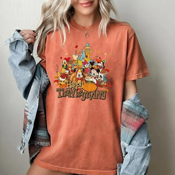 Disney Characters Happy Thanksgiving Shirt, Disney Thanksgiving Tee, Happy Thanksgiving Outfit, Disney Fall Vibes, S-5XL Shirt