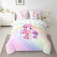thumbnail image 2 of Erosebridal Initial A-Z Bedding Sets Twin Size for Kids Girls, Girly Unicorn Letter T Bedding Comforter Set, Colorful Stars Reversible, 7pcs, 2 of 5