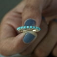 thumbnail image 2 of Round Turquoise Half Eternity Bannd Ring, 925 Sterling Silver Ring, Handmade Fine Jewelry, Prong Setting , December Birthstone, 2 of 5