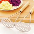 thumbnail image 4 of 2 Pcs Presse-Purée Manuel en Acier Inoxydable Manche en Bois Presse-Aliments de Cuisine, 4 of 10