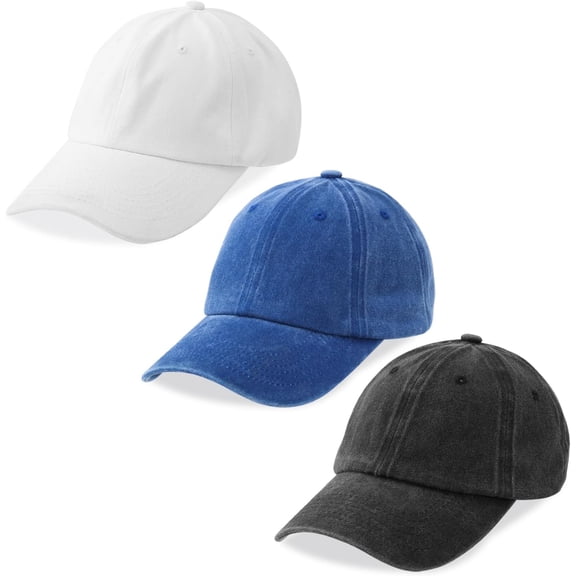 3 Pack Washed Plain Baseball Cap, Retro Adjustable Dad Hats Gift for Men/Women,Unstructured/Cotton