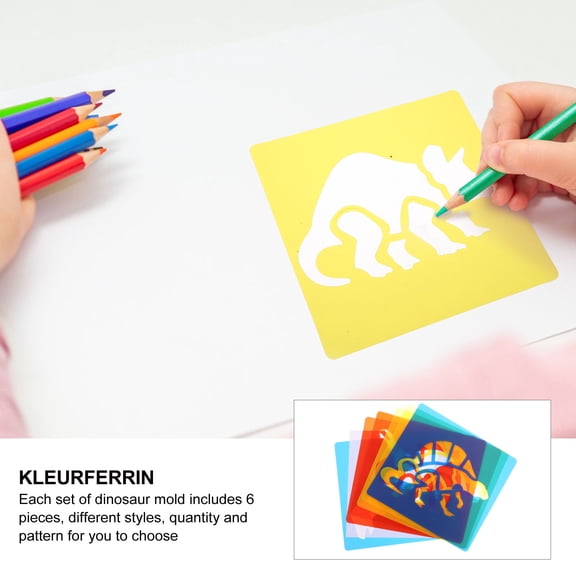 FRCOLOR 30 Pcs/5 Kids Dinosaur Drawing Template Table Stencils Child 14.3X15.5CM