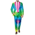 thumbnail image 6 of Valora Men Fahion Outfit Men's Suits Printed Rainbow Long Sleeve Coat and Pants TwoPiece Set for Holiday Parties and Events Light Blue L, 6 of 6
