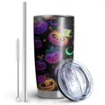 thumbnail image 2 of 20oz Tumblers Neon Halloween Pumpkin Pattern Stainless Steel Vacuum Insulated Double Wall Travel Tumbler Cups Mug with Lid and Straw,Cleaning Brush for Cold & Hot Drinks, 2 of 7