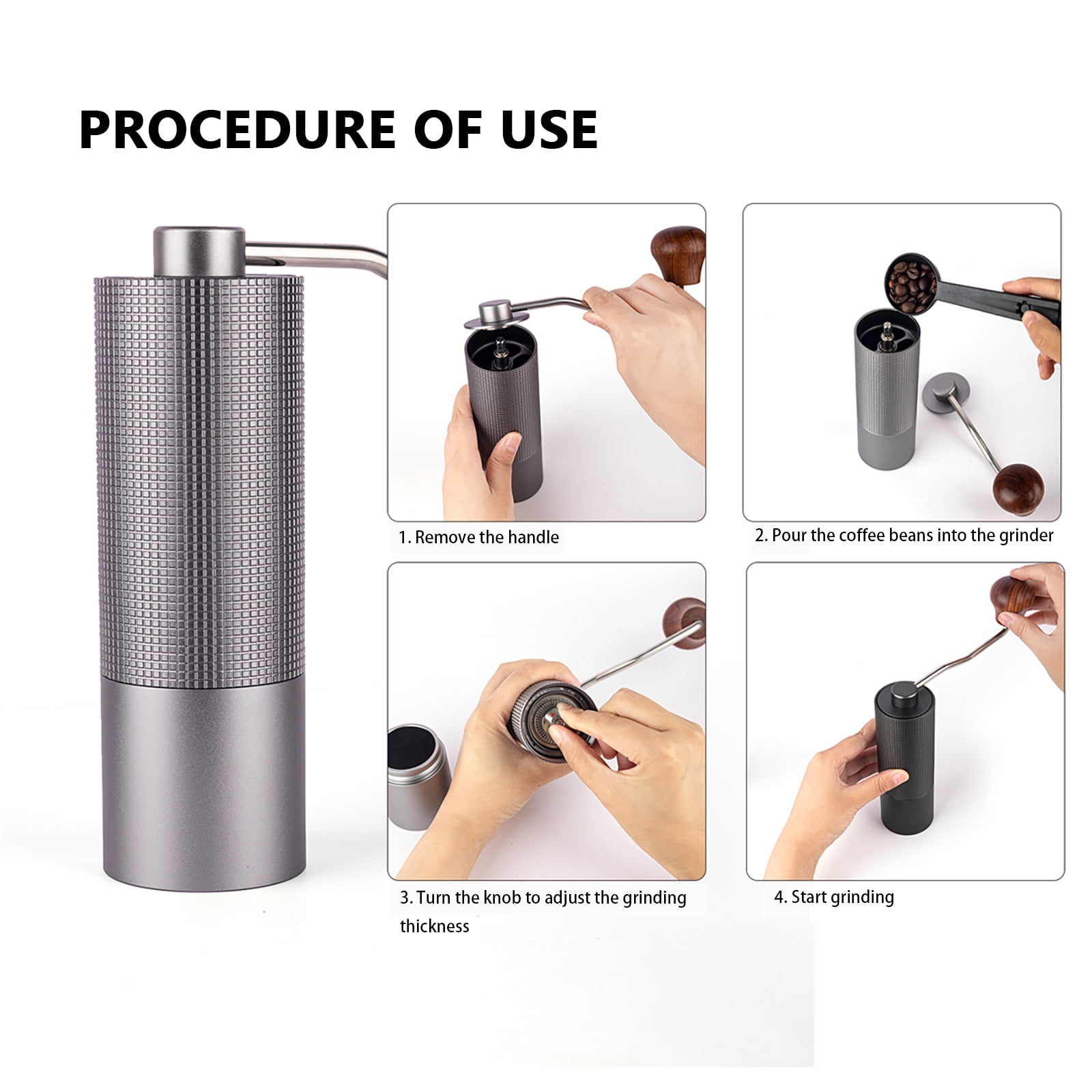 Manual Espresso Grinder Capacity 25g with CNC Stainless Steel Conical Burr - adjustable grind size Setting,Double Bearing Positioning,Quiet Hand Crank Coffee for French Press Grinder