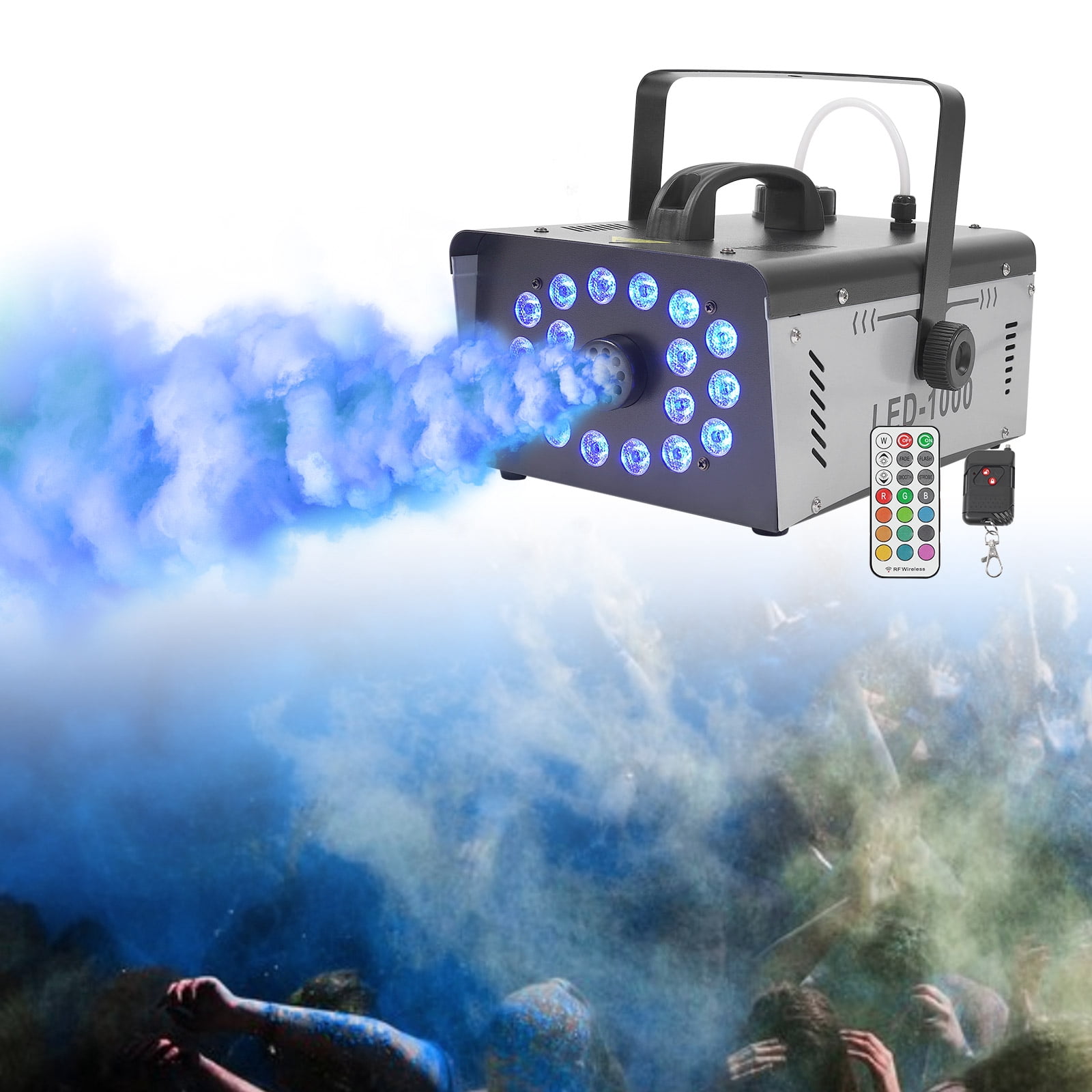 Wildnix 1000W LED Fog Machine with 18 LEDs, 13 Colors & 4 Modes, Remote Control for Light and Fog Effects, Large Oil Tank, Ideal for Stage and Performance Atmosphere