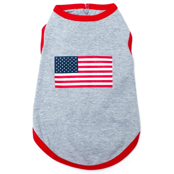 The Worthy Dog Screen Print American Flag Graphic Sleeveless Dog Tee