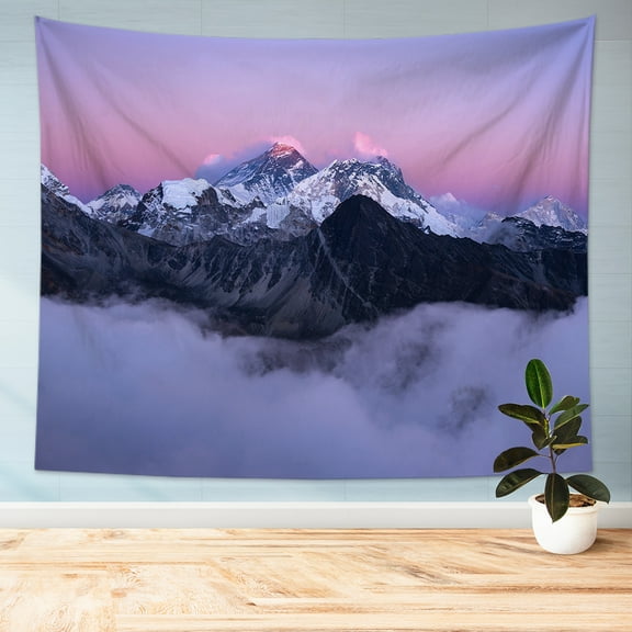 Blingpainting Snow Mountains Tapestry Fog Valley Tapestries Wall Hanging for Bedroom Living Room Dorm Decor 80"L x 60"W