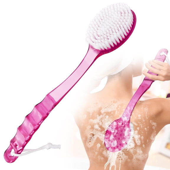 TSV Exfoliating Shower & Bath Body Brush, 14.2" Long Handle Back Scrubber Massager, Dual-Sided Shower Back Brush for Women