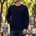 thumbnail image 5 of VBTAPA Men's Crewneck Sweatshirts Loose Casual Hoodless Pullover Long Sleeve with Pockets Navy S, 5 of 8