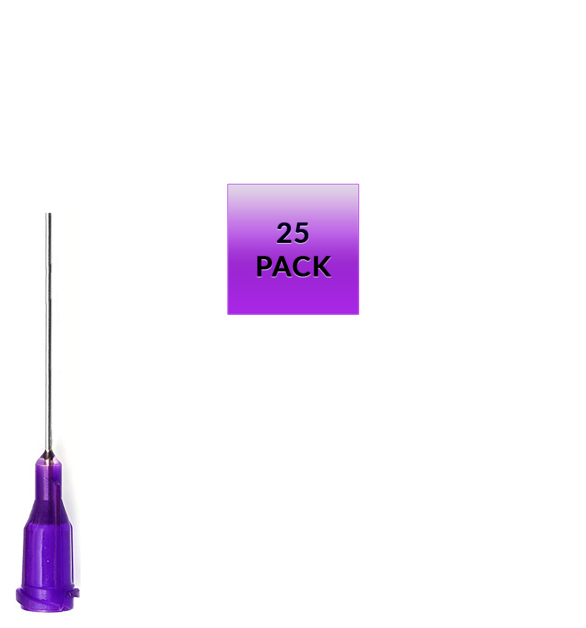 25 Pack of Blunt Tip Lure Lock Dispensing Fill, Industrial/Arts and Crafts  Needles, 21 Gauge - Purple, 1 / 2.54cm 