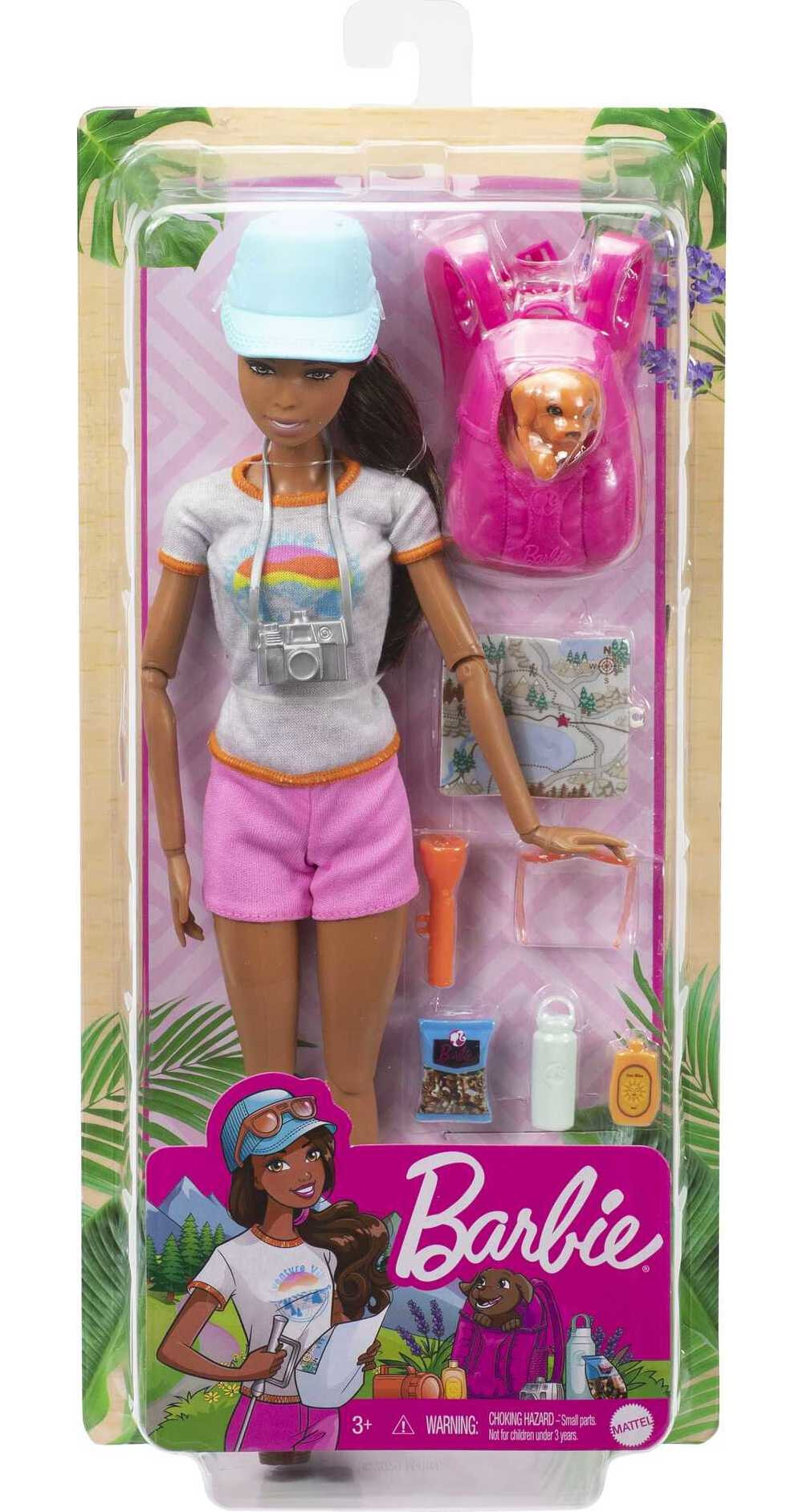 Barbie Hiking Doll with 9 Accessories Including Puppy, Backpack, Map & More, Brunette Doll - image 5 of 5