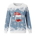 thumbnail image 3 of Gibobby Sudadera de Navidad para mujer Suéteres casuales de Navidad para mujeres adolescentes y niñas de manga larga con cuello redondo sudadera de Navidad(Azul,XG), 3 of 4