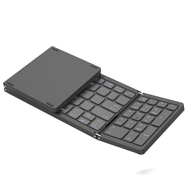 Teclado inalámbrico plegable, recargable por USB para iOS, Android, Windows, PC, portátil, teléfono inteligente, color gris
