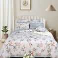 thumbnail image 2 of Duvet Cover Set Elegant Floral Bedding Shabby Grey Bird Flower Quilt Cover Set Vintage Farmhouse Bedding 100% Cotton Comforter Cover Set with Zipper Closure 3Pcs, King/California King Size, 2 of 18