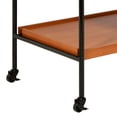 thumbnail image 5 of Bar Carts with Wine Rack,3 Tiers Wood Rolling Serving Cart on Wheels, Mobile Kitchen Serving Cart with Adjustable Wooden Tops, Honey, 5 of 5