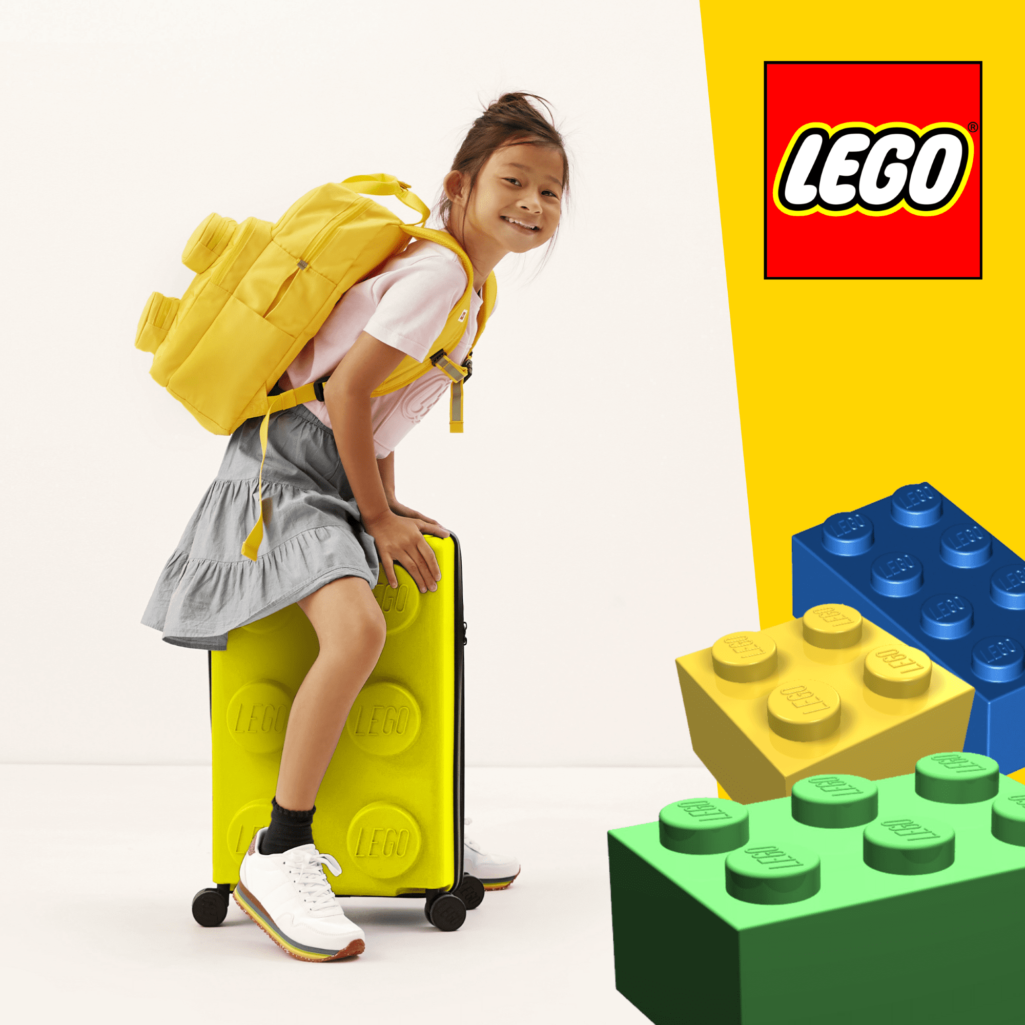 LEGO 22 Inch Rolling Luggage, Signature Trolley Expandable Hardshell Carry On Suitcase with Spinner Wheels, Yellow