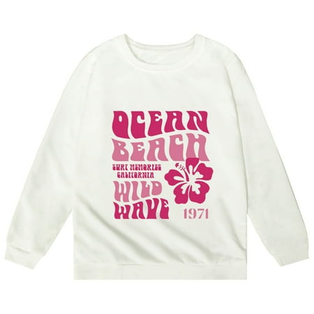 

Otqutp Soft Sweatshirt 2024 for Baby Girls Middle and Older Children s Printed Casual Pullover Shirt Loose Round Neck Long Sleeve Sweater(White 4-5 Years)