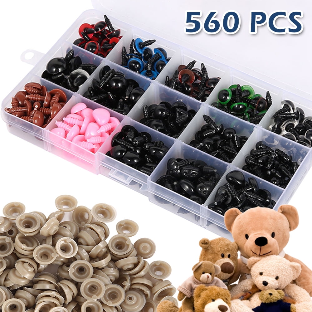 Adifare 560PCS Safety Eyes and Noses for Amigurumi, Stuffed Crochet Eyes ,  Craft Doll Eyes and Nose for Teddy Bear, Crochet Toy, Stuffed Doll and Plush  Animal (Various Sizes) 