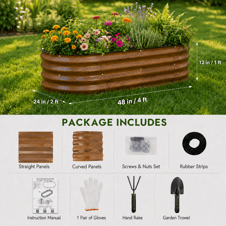 ANSFIL 4x2x1 ft Galvanized Raised Garden Bed (3-Pack) photo 8