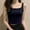 #415-Navy, variant on Women's Solid Color Low-Cut Casual Textured T-Shirt, Sleeveless Tank Top with Printed Design, Lightweight and Breathable for Summer and Daily Wear