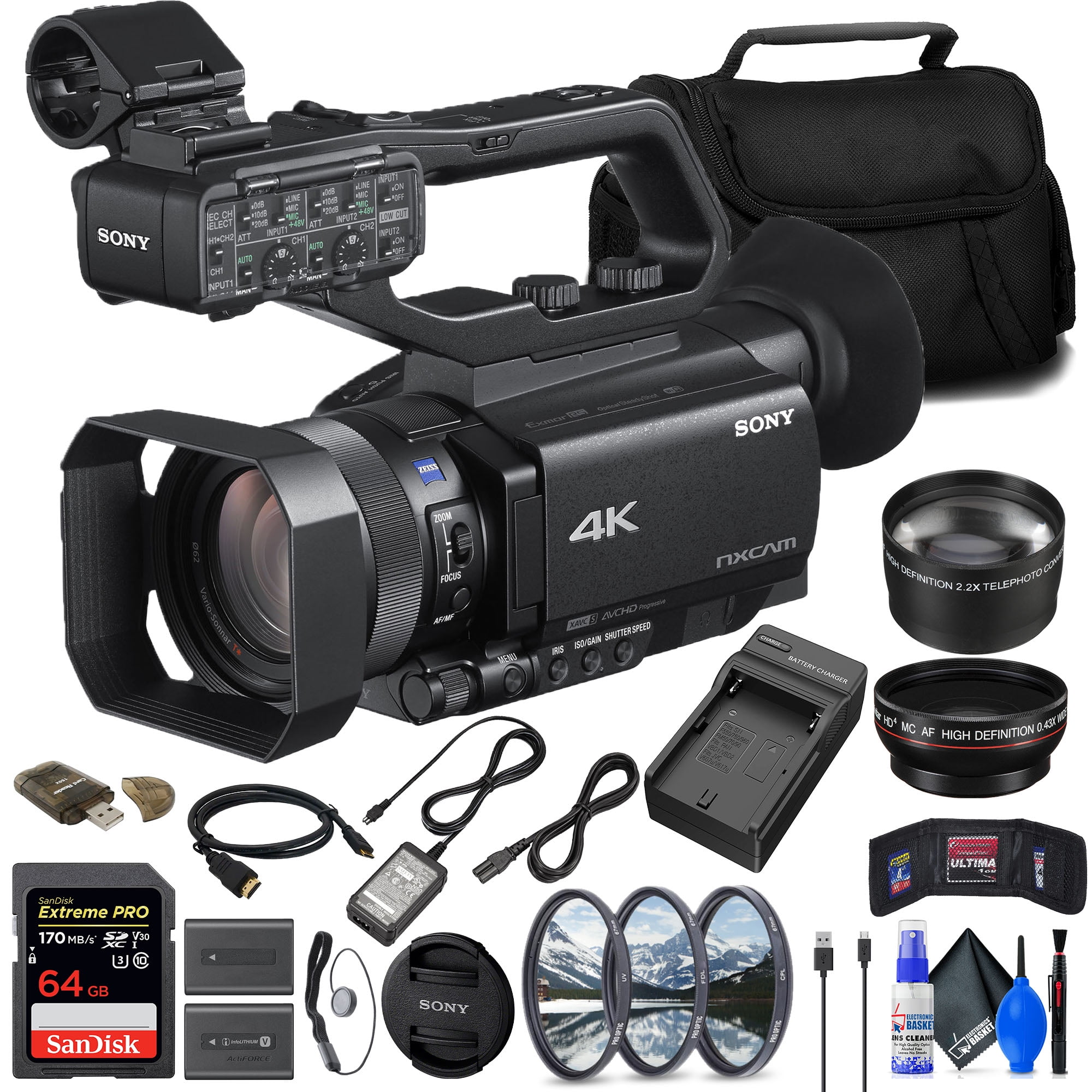 Sony HXR-NX80 4K NXCAM with HDR & Fast Hybrid AF + 64GB Card + NP