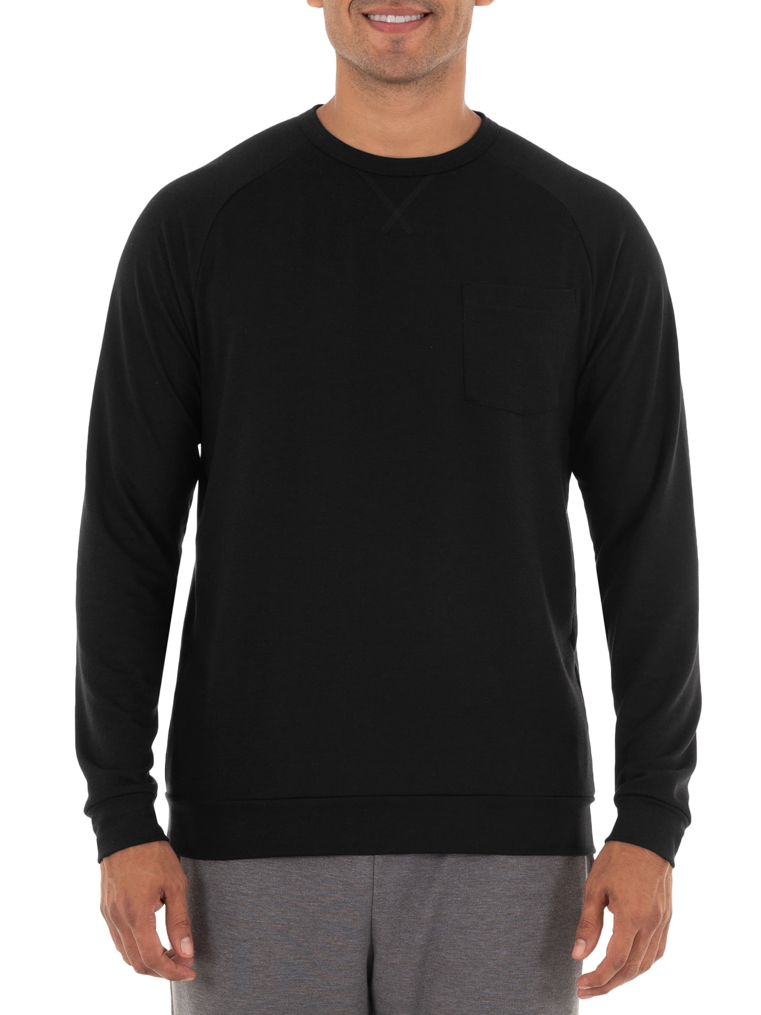 Athletic Works Men's Athleisure French Terry Crew Neck Pullover, up to Size XL