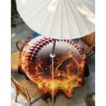 thumbnail image 3 of Baseball, Round Outdoor Tablecloth, Waterproof Table Cloth Cover with Umbrella Hole and Zipper, Sports Theme Gradient Orange Blue Black Table Protector for Patio Party Picnic 54" Round, 3 of 6