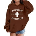 thumbnail image 4 of Byoo Big Girls Oversize Hoodie Sweatshirts My Lifeguard Walks on Water Letter Printed Hoody Pullover Top Soft Basic Sweatshirt, 4 of 4