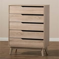 thumbnail image 6 of Hawthorne Collection Mid Century 42" Tall 5 Drawer Bedroom Chest Dresser in Light Brown and Gray, 6 of 7
