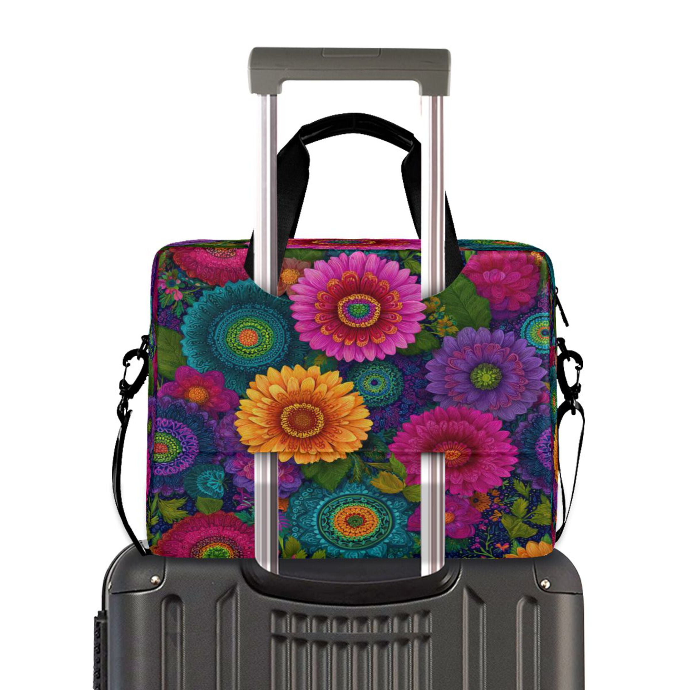 16" Laptop Tote Bag Laptop Sleeve Case Computer Briefcase for Work & Travel Colorful Blooming Flowers