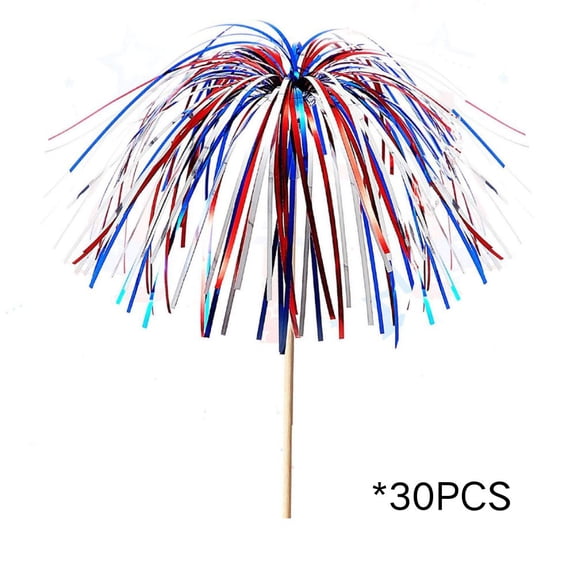 PEIBang 30 Pack 4th of July Cocktail Picks,Patriotic Firework Toothpicks Sticks for Appetizers Fruit Food and Cake,Independence Day Party Decoration Supplies