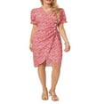 thumbnail image 1 of Floral Print Midi Dress with Short Sleeves and V Neck for Women, 1 of 9
