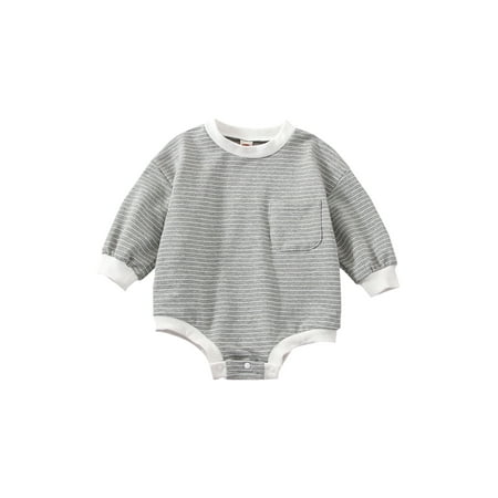 

Bagilaanoe Newborn Baby Girl Boy Rompers Striped Print Long Sleeve Bodysuits 6M 12M 18M 24M Infant Casual One Piece Short Jumpsuit