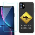 thumbnail image 1 of For Apple iPhone 11 Case , Slim-Fit TPU Protective Phone Case with Tempered Glass Screen Protector, by OneToughShield ® - Road Sign Kangaroo, 1 of 3