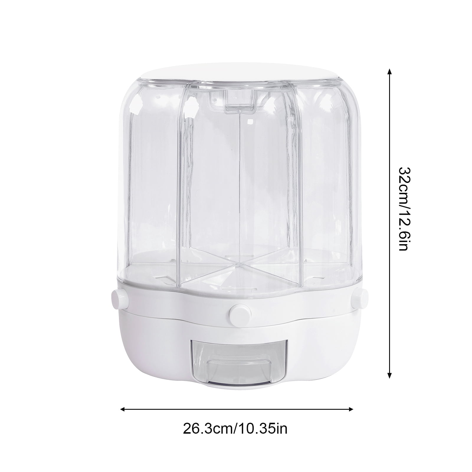 12.5kg/28lbs Rice Dispenser, 6 Grid 360° Rotating Rice Container Cereal Dispenser with Lid, Grain Storage Organizer Holder for Kitchen Countertop Dry Food, White